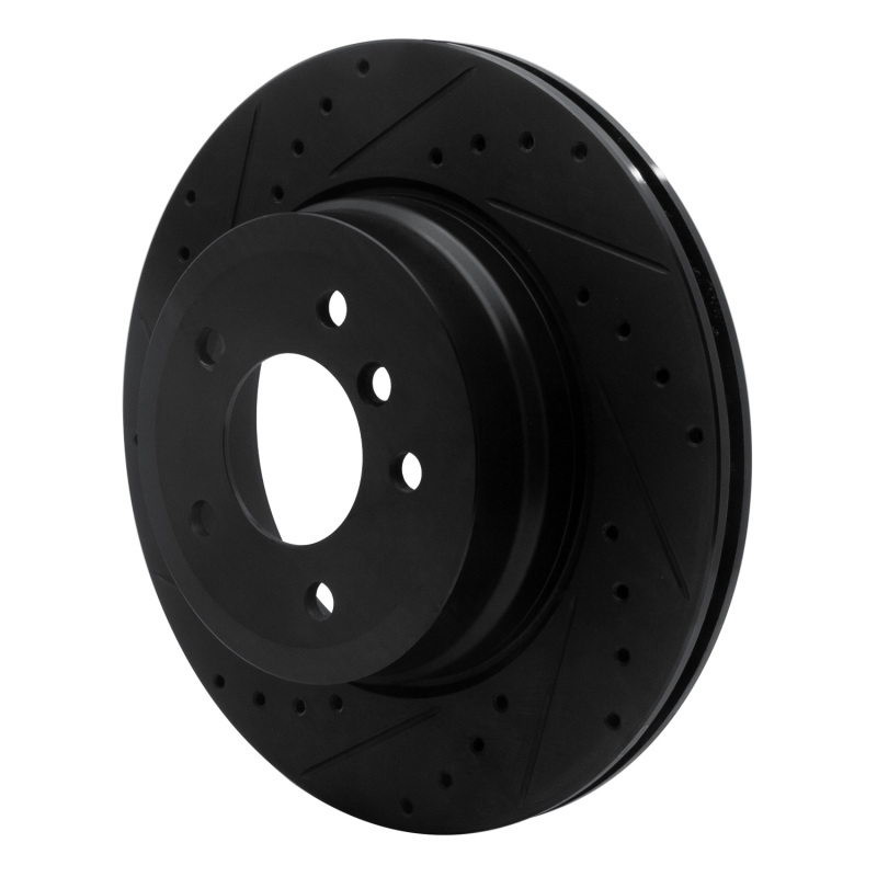 BMW 135I Brake Rotor (1) - Rear Left - R1 Concepts - Drilled & Slotted - Black - `08-`13
